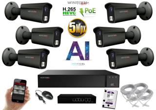 MS AI IP 6 kamerový set so switchom 5 Mpix GTube (6373K6B)